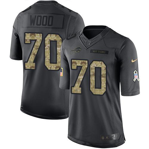Nike Bills #70 Eric Wood Black Men's Stitched NFL Limited 2016 Salute To Service Jersey